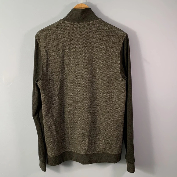 TED BAKER size 3 gray charcoal mens full zip herringbone cardigan mock neck - Picture 5 of 9